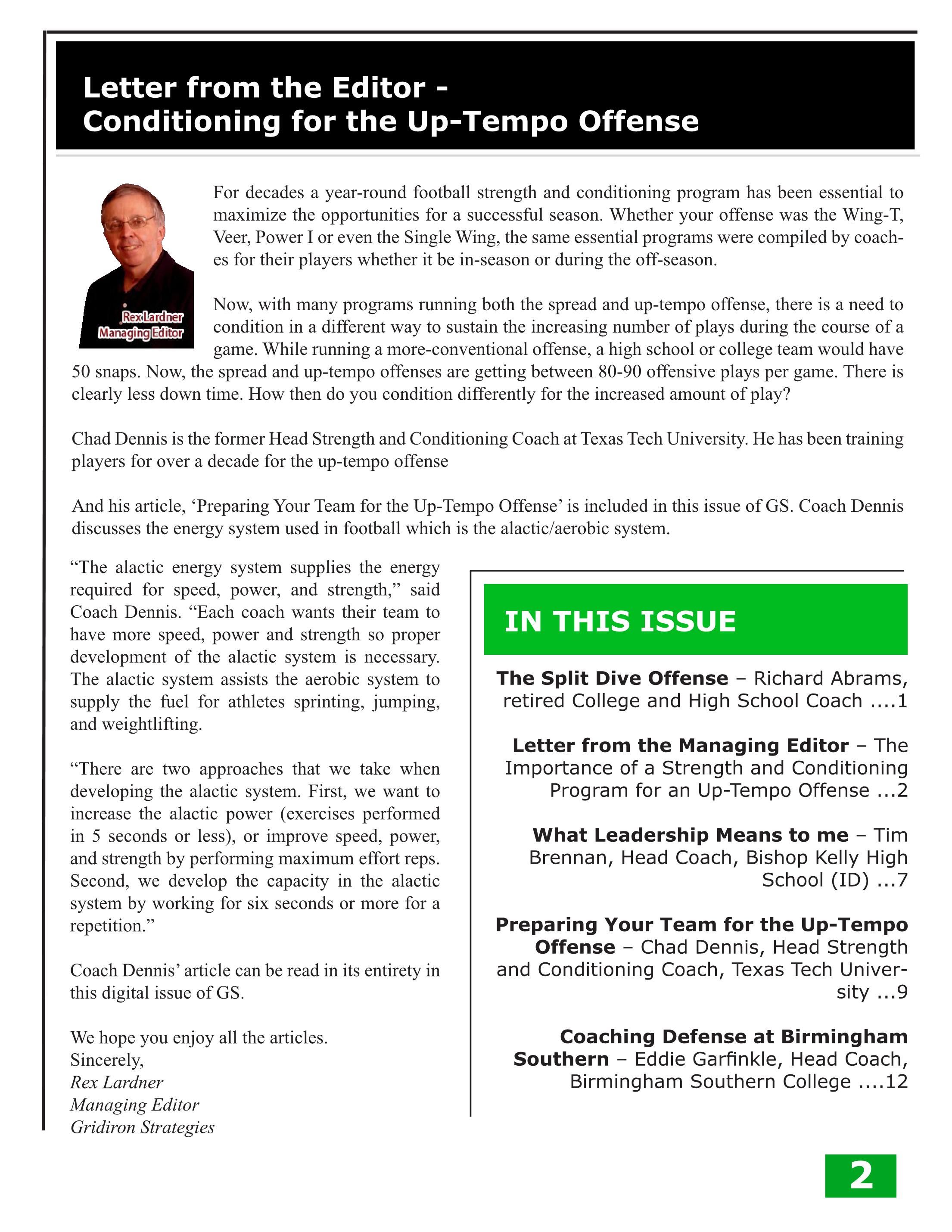 Gridiron Strategies Vol. 17, No. 1 — page 2