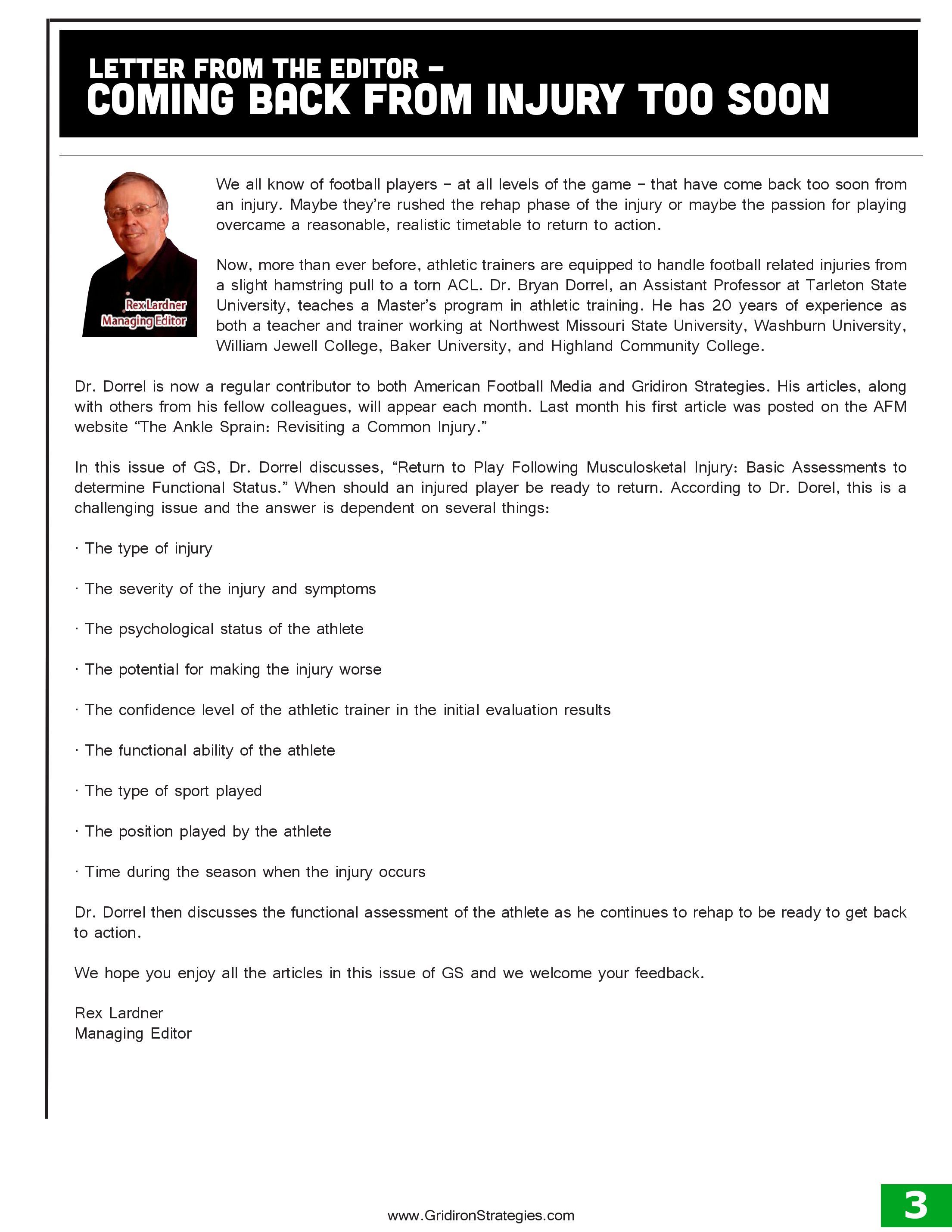 Gridiron Strategies Vol. 17, No. 3 — page 3